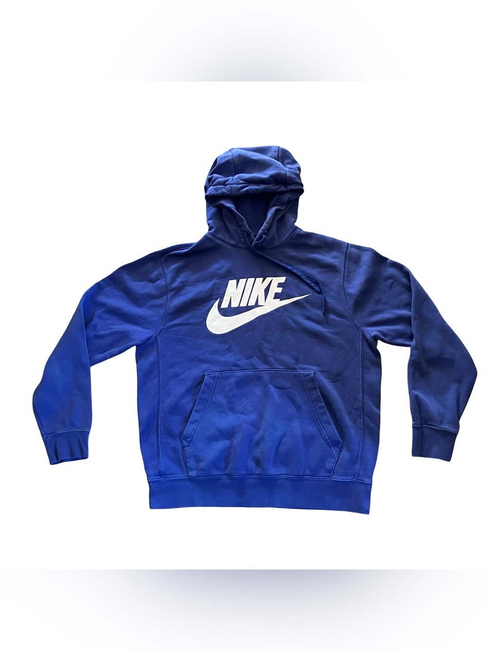 Nike Sportswear Club Fleece Pullover Hoodie Mens M Blue Distressed Sun Faded Big